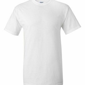 GILDAN Short Sleeve Small White Cotton T-Shirt Mid Waist Tee